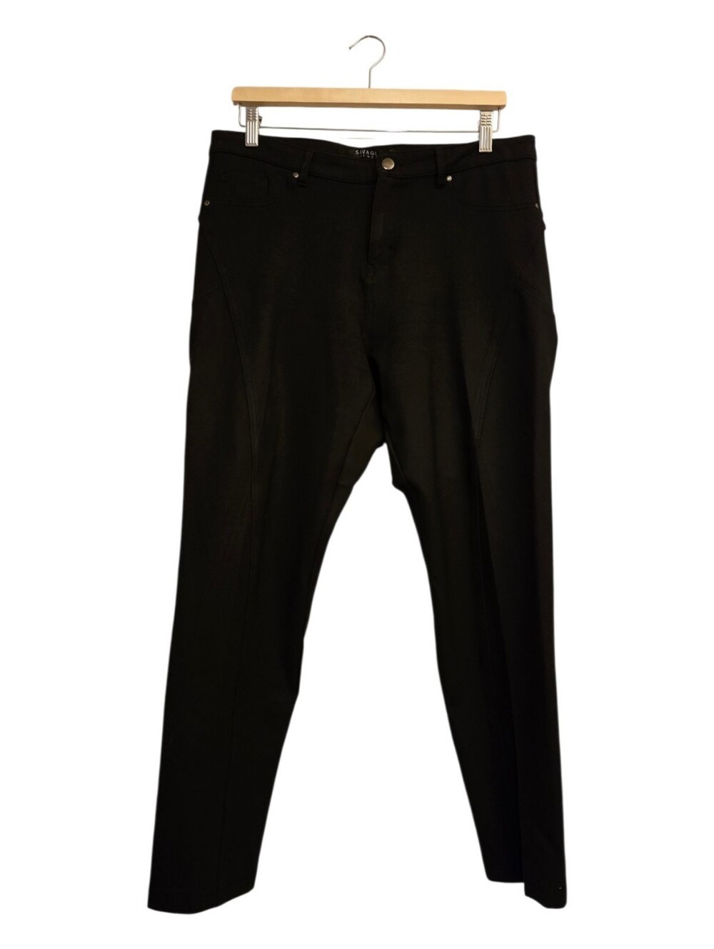 Savage Art Stretch Black Slim Silhouette Leg Ponte Pants Comfort Plus Size 2X